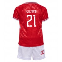 Camisa de Futebol Dinamarca Morten Hjulmand #21 Equipamento Principal Infantil Europeu 2024 Manga Curta (+ Calças curtas)